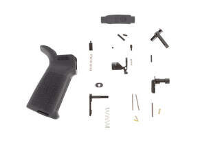 The Aero Precision lower parts kit for AR15 comes with an MOE pistol grip but does not include a trigger